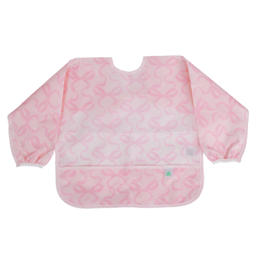 The Cover Everything Bib in Bows on Pink