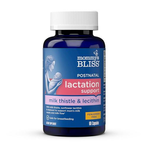 Mommy's Bliss Postnatal Lactation Support, Contains Milk Thistle, Shatavari, and Lecithin, 1 Bottle (60 Capsules)