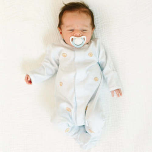 Touchdown Cutie Embroidered Footie- Light Blue – Cheeky Baby Boutique Rome