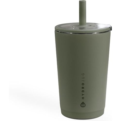 HydroJug Everyday Tumbler 14 oz – Ceramic-Lined Insulated Tumbler with Straw and Soft-Touch Lid, Cup Holder Friendly, Double-Wall Vacuum Insulation, Reusable Travel Cup – Courtyard