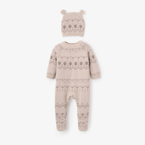 Acorn Fairisle Jumpsuit + Hat Set 2pc – Elegant Baby