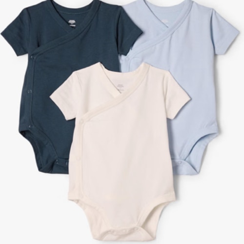 Amazon Essentials x Sofia Grainge Unisex Babies' Side Snap Short Sleeve Bodysuit, Pack of 3