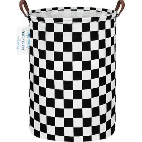 LANGYASHAN Laundry Basket Canvas Fabric Collapsible Organizer Basket for Storage Bin Toy Bins Gift Baskets Bedroom Clothes Children Nursery Hamper (Racing flag)