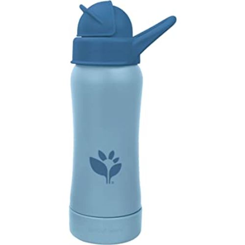 Green Sprouts® Sprout Ware® Straw Bottle 10oz., 6mo+, Plant-Plastic, Platinum-Cured Silicone, Dishwasher Safe, Grows with Baby, Tested for Hormones - Blueberry