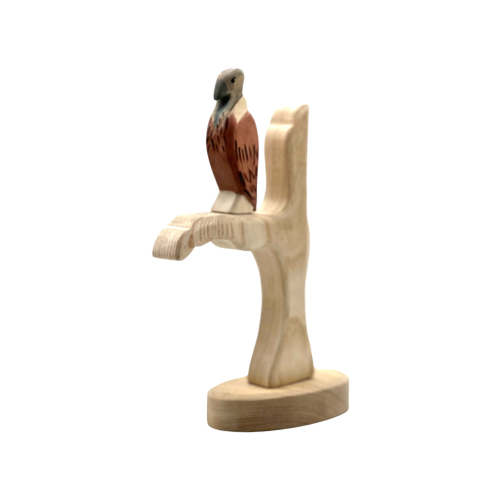 Handcrafted Open Ended Wooden Toy Bird - Vulture and Tree Trunk Set