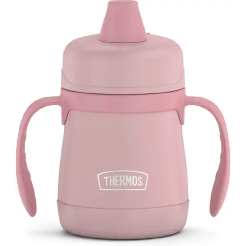 THERMOS Kids Stainless Steel Sippy Cup with Handles, 7 Ounces, Pastel Rose