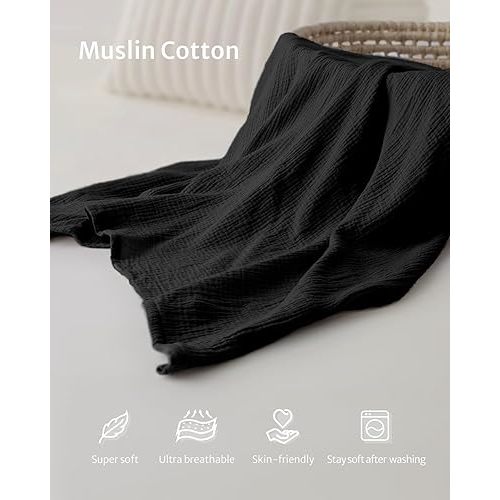Blissful Diary Muslin Nursing Cover for Breastfeeding, Breathable Breastfeeding Cover up with Arch Neckline for Women, Nursing Apron (Black)