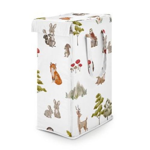 Sweet Jojo Designs Boy, Girl, Unisex/Gender Neutral Foldable Laundry Hamper with Handles Watercolor Woodland Forest Animals Green Brown and Red