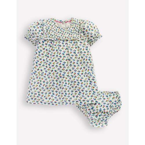 Double Cloth Dress-Soft Ivory Ditsy