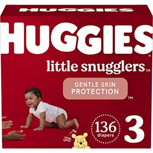 Baby Diapers Size 3 (16-28 lbs), 136ct, Huggies Little Snugglers