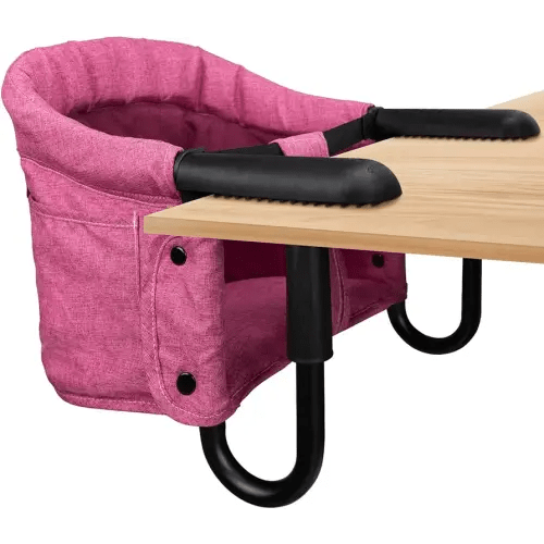 Hook On High Chair - Portable & Foldable for Babies 6-36 Months, Family & Travel Use with Carry Bag(Rose Red)