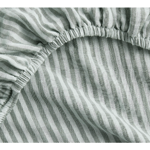 Supersoft Pine Green Striped 100% Organic Cotton Gauze Baby Crib Fitted Sheet