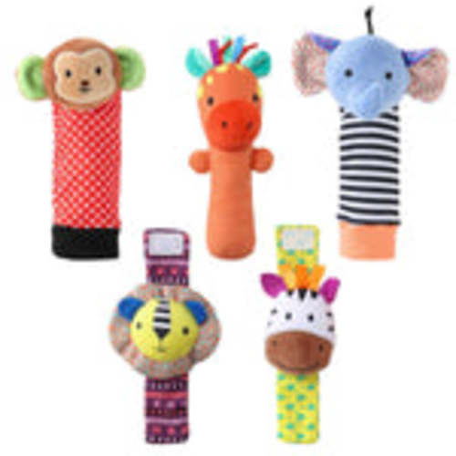 Safari Baby Sock Rattles Set of 5