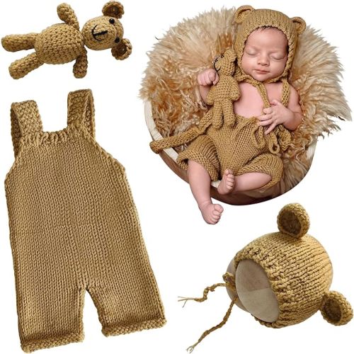 M&G House Newborn Photography Outfits Baby Crochet Knitted Photoshoot Props Animal Costume Set