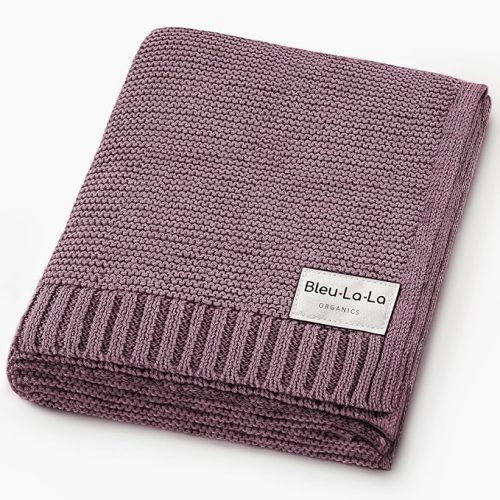 100% Organic Cotton Heritage Knit Textured Baby Quilt Blanket - Signature Heritage Knit, Soft Breathable Newborn Baby Blanket (Heritage - Plum)
