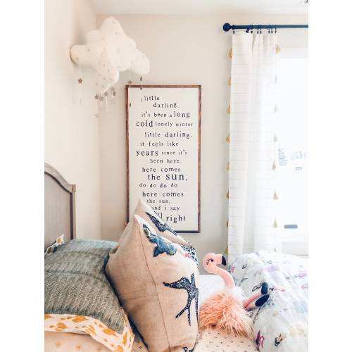 Here Comes The Sun Framed Wood Sign Spring Summer Children's Room Decor Playroom Decor