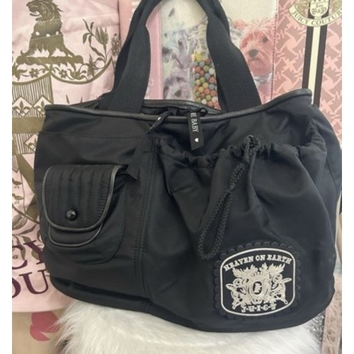 Y2K Vintage 2006 JUICY COUTURE Black Nylon Diaper Baby Bag HEAVEN ON EARTH