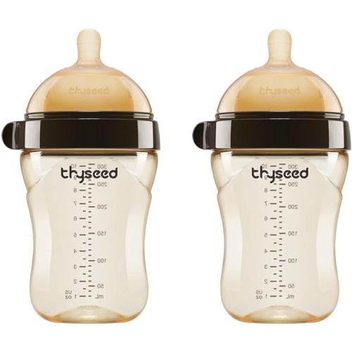 Thyseed PPSU Natural Breast-Like Bottle with Nipple(0-3 Months),10oz，2pack