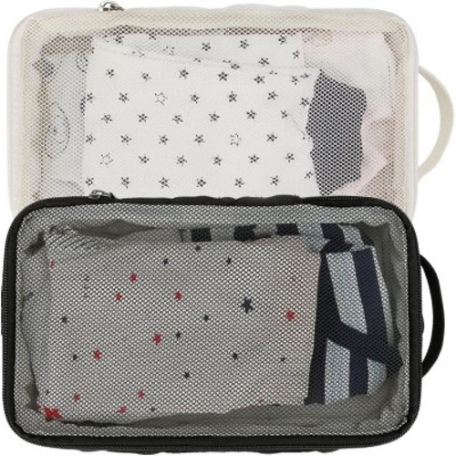 Itopfox 2-Pack Waterproof Hanging Diaper Bags, Reusable & Washable Organizer Pouches for Baby Clothes, Swimsuits & More
