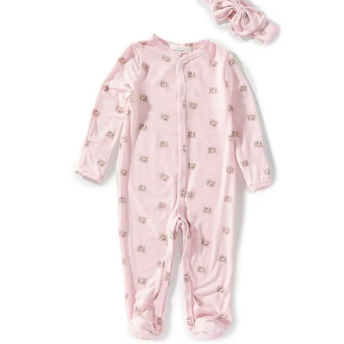 Starting Out Baby Girls Long Sleeve Footie Bear Coverall & Bow 2-Piece Set | Dillard's