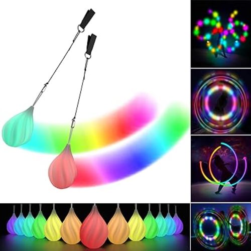 LED Poi Balls Set for Children and Adults - Luminous Premium Toy for Beginners & Professionals | LED Pois Kids Juggling | Juggling Set & Light Painting Accessories | Fire Poi Balls & Luminous Balls