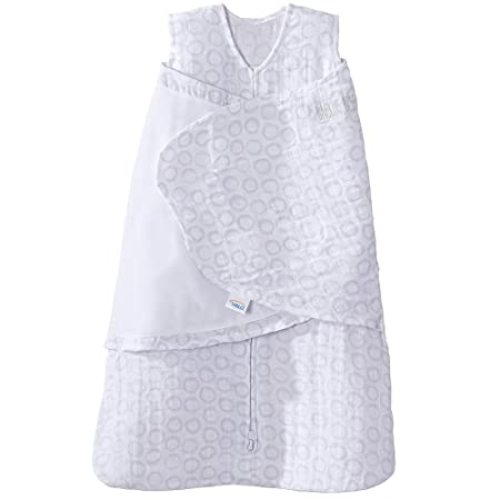 HALO 100% Cotton Muslin Sleepsack Swaddle Wearable Blanket, TOG 1.5, Circles Grey, Newborn, 0-3 Months - Newborn (Pack of 1)