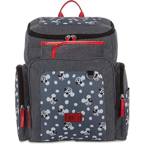 Disney Cudlie Baby Boys Jartop Backpack Diaper Bag in Mickey Mouse Print, 16 Inch, Includes Changing Pad