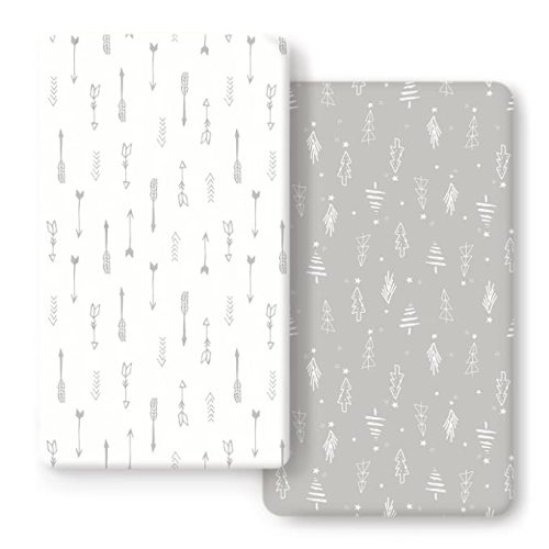 GRSSDER Jersey Crib Sheets for Boys and Girls, Stretchy Ultra Soft Crib Fitted Sheets Set 2 Pack, Universal Fit All Standard Crib Mattress Pads Safe and Snug, Natural White