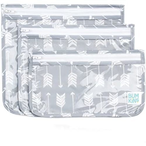 Bumkins Travel Bag, Toiletry, Baby, TSA Approved Pouch, Zip Bag, Quart Size Compliant, Clear-Sided, Diaper Bag Organization