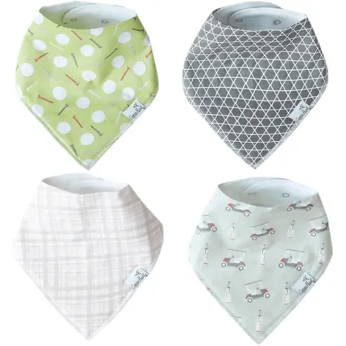 Copper Pearl 4 Pack Soft Cotton Baby Bibs for Drooling and Teething, Absorbent Drool Bibs for Baby Girl and Boy, Adjustable to Fit Newborns to Toddlers, Tons of Styles (Bogey)