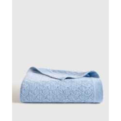 Washable Cashmere Pointelle Baby Blanket in Faded Denim