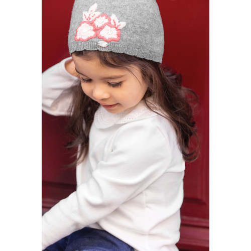 Sweatshirt - Navy Illustration flowers girl | Tartine et Chocolat