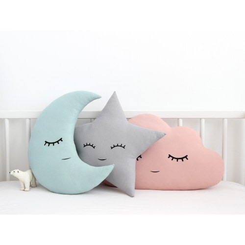 Girl and Boy nursery cushions set cloud moon star baby pillow for kids room child neutral newborn gift toddler twins dusty mint pink teepee