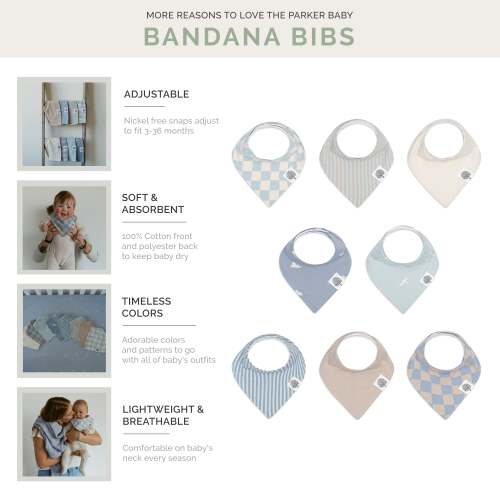 Bandana Baby Bibs | Cloud Set - 8 Pack | Parker Baby Co.