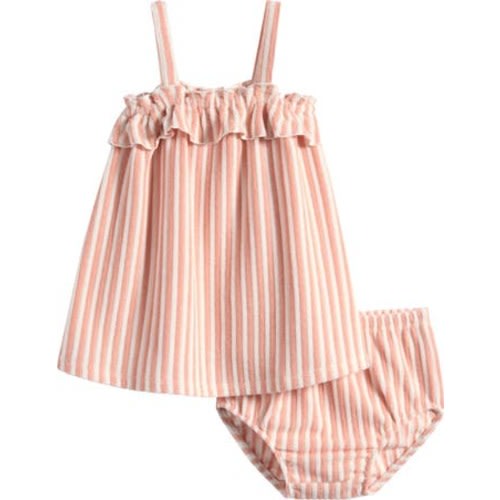 Stripe Ruffle Organic Cotton Blend Terry Top & Bloomers Set, 9M