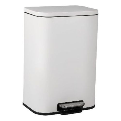 Stainless Steel Step Trash Can with Soft-Close Lid, Fingerprint Resistant Kitchen & Office Garbage Bin, 5.3 Gallon Capacity, White