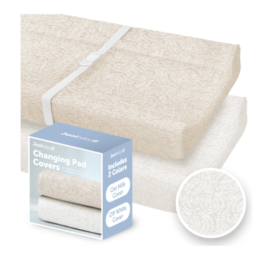 Changing Pad Covers - Pack of 2 - Oatmlik & White