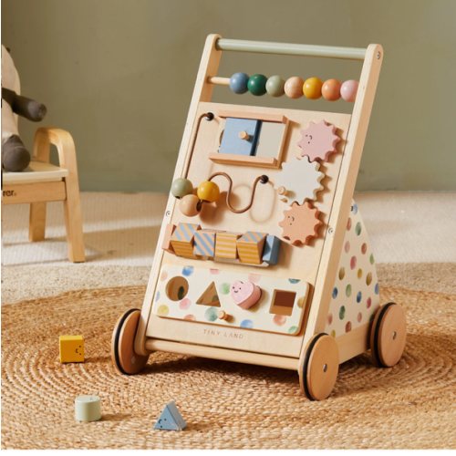 Tiny Land® Versatile Natural Wooden Baby Walker