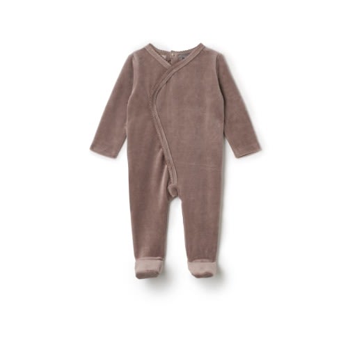 Wrap Stretchie Velour Snap Closure Romper