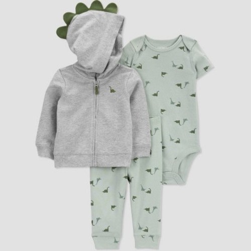 Carter's Just One You® Baby Boys' 3pc Dino Short Sleeve Top & Bottom Set - Green Newborn