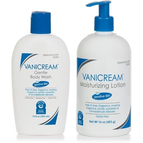 Vanicream Gentle Body Wash, 12 Oz & Moisturizing Lotion with Pump, 16 Oz