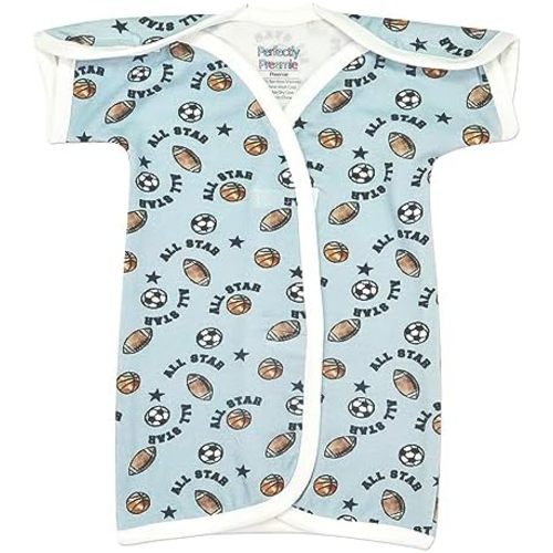 Boy's & Girl's Open-Shoulder Short-Sleeve Ultra Soft PICU Gown - PICU Friendly - Newborn (5-8lbs)