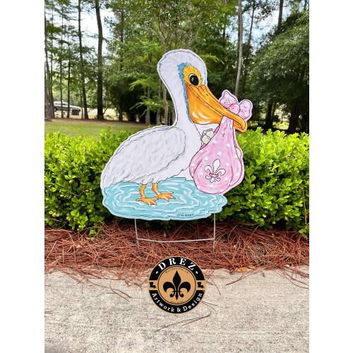 It’s a Girl Yard Sign, Pelican, Garden Decor, Baby Girl, Birth Announcement, Blue, Baptism, Drez, Waterproof, Cute Baby Sign, Arrival