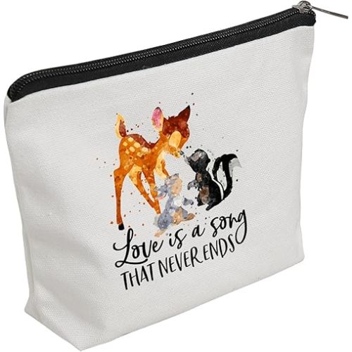 WZJHCL Cartoon Character Makeup Pouch Bag Deer Rabbit Flower Cosmetic Bag Love Is A Song That Never Ends (Story Ends)