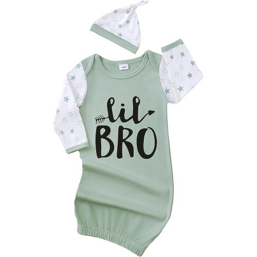 AMAWMW Newborn Baby Girl Little Sister Sleeper Gown Stripe Long Sleeve Nightgown Pajamas Gifts Stuff Essential Outfit