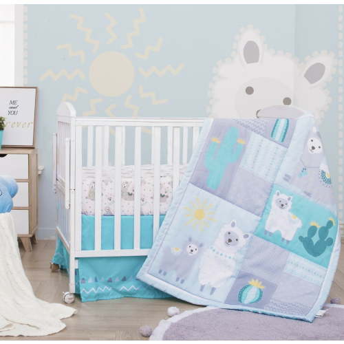 Little Grape Land 3 Piece Baby Crib Bedding Set, Standard Size , Nursery Baby Bedding for Girls, Alpaca