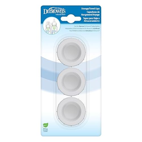 Dr. Brown's Narrow Storage/Travel Caps for Anti-colic Options+ Baby Bottles, fits 8 oz/250 mL and 4 oz/120mL, BPA-Free, 3-Pack