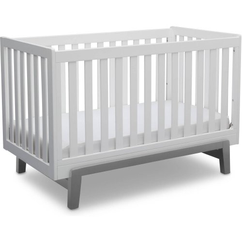 Delta Children Aster 3-in-1 Convertible Crib, Bianca White with Grey