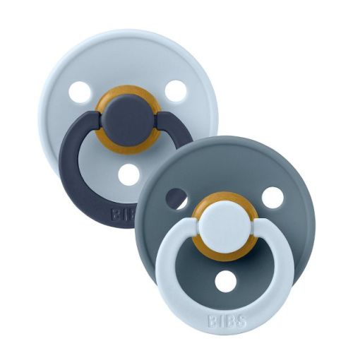 Bibs Studio Colour Fusion Latex Pacifiers 6-18m, Size 2 - Baby Blue/Petrol Mix - 2pk: BPA-Free, Phthalate-Free