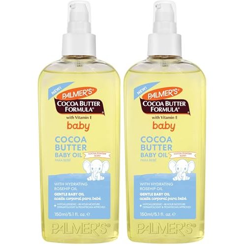 Palmer's Cocoa Butter Formula Gentle Baby Oil, 5.1 fl oz, Nourishing for Delicate Skin, Vitamin E Baby Essentials, (Pack of 2)